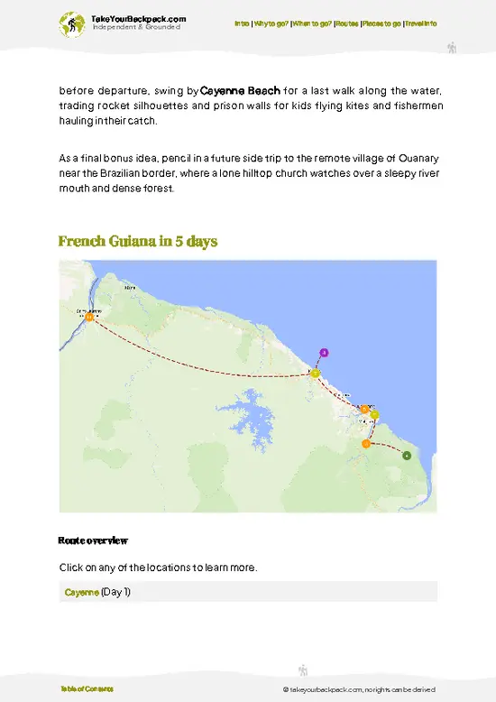 example page 4 from our offline Travel Guide for French Guiana